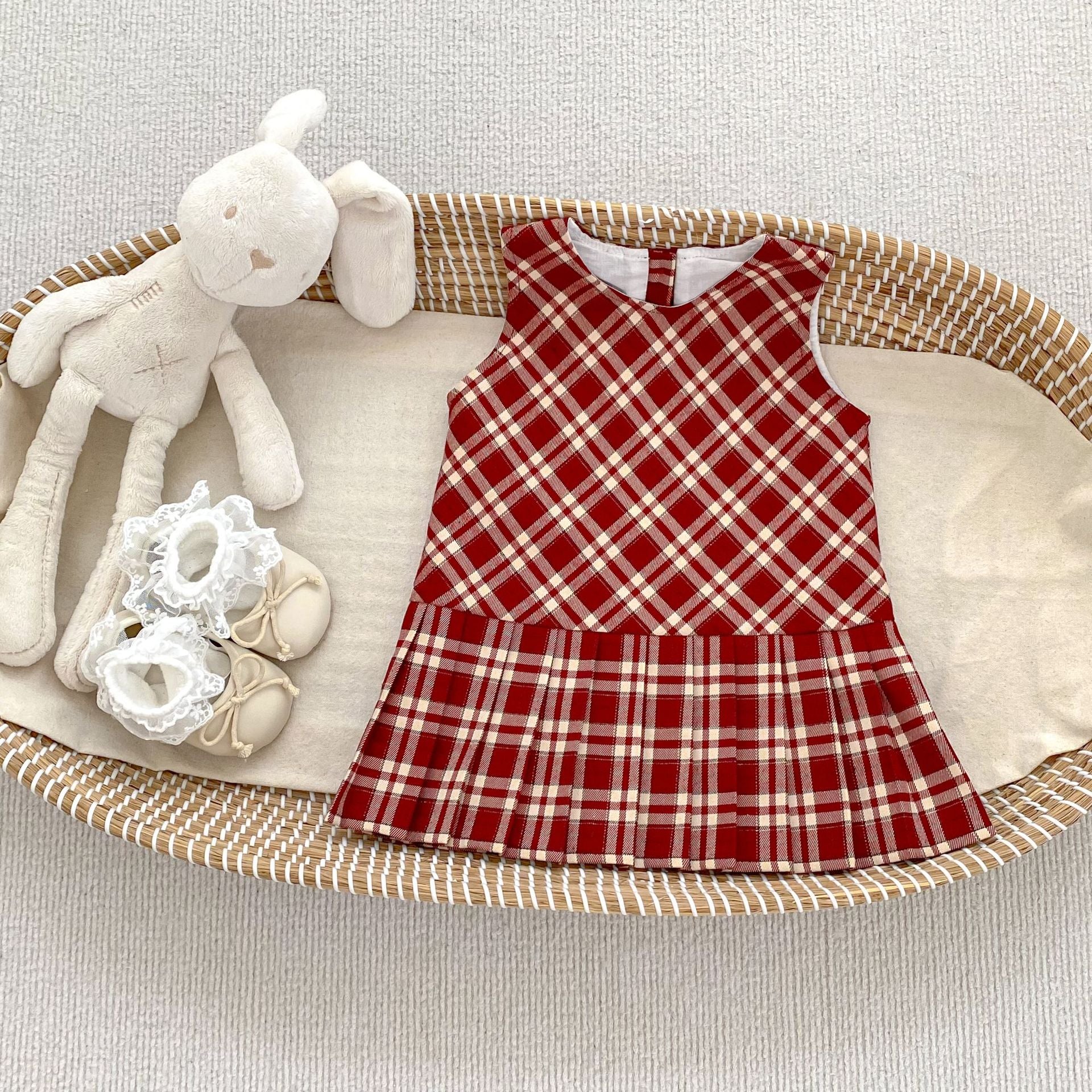 Filles Preppy-Style Plaid Vest Robe Et Mignon Brodé Lapel Botting Shirt Deux-Piece S