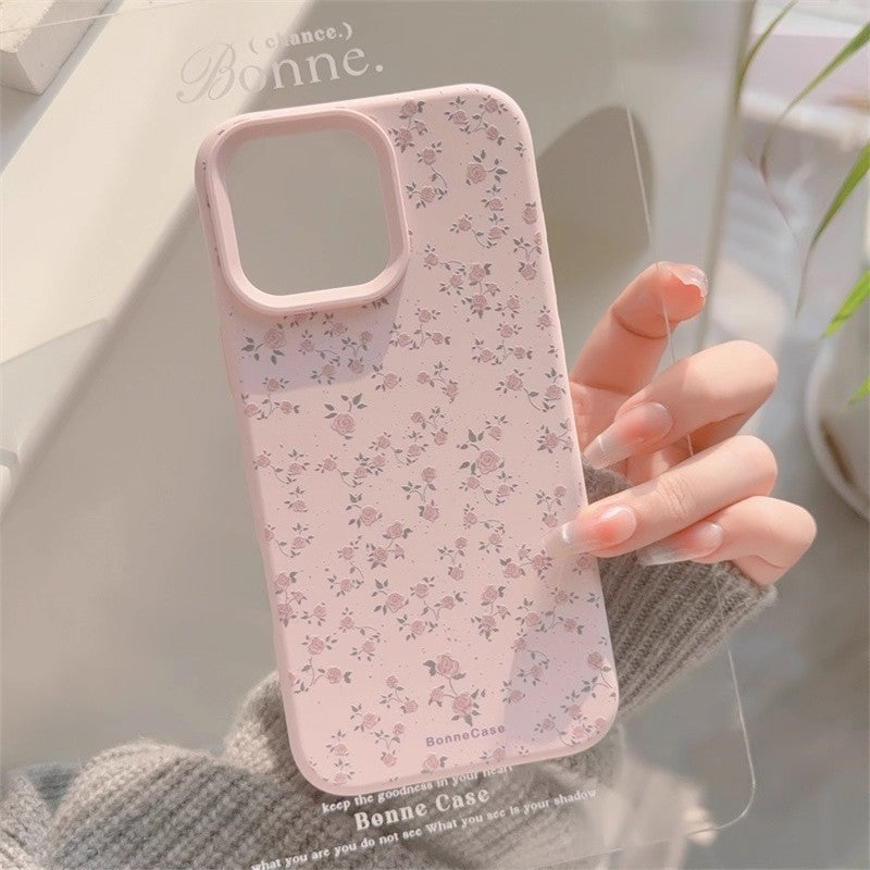 Boîtier de téléphone en silicone liquide à patron rose