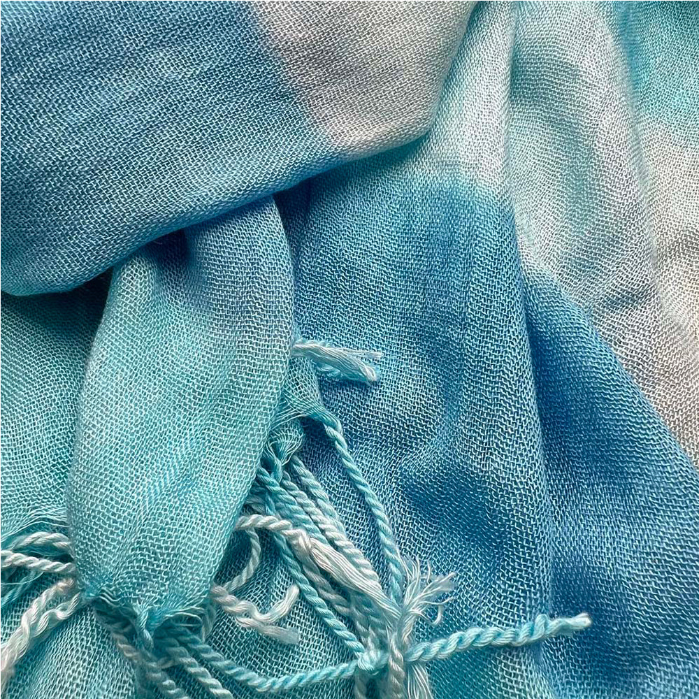 2pcs Turquoise Aquarelle imprimé écharpe pour femmes hommes