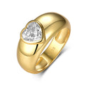 S925 Argent plaqué or 1,2ct Coeur Moissanite Chunky Dôme Anneau 7x7mm D Couleur VVS1 US Taille