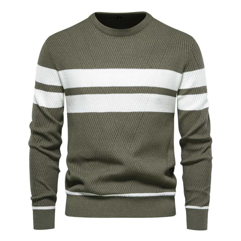 En stock L'automne et l'hiver hommes occasionnels rayés hommes Pullover couleur correspondant Roun