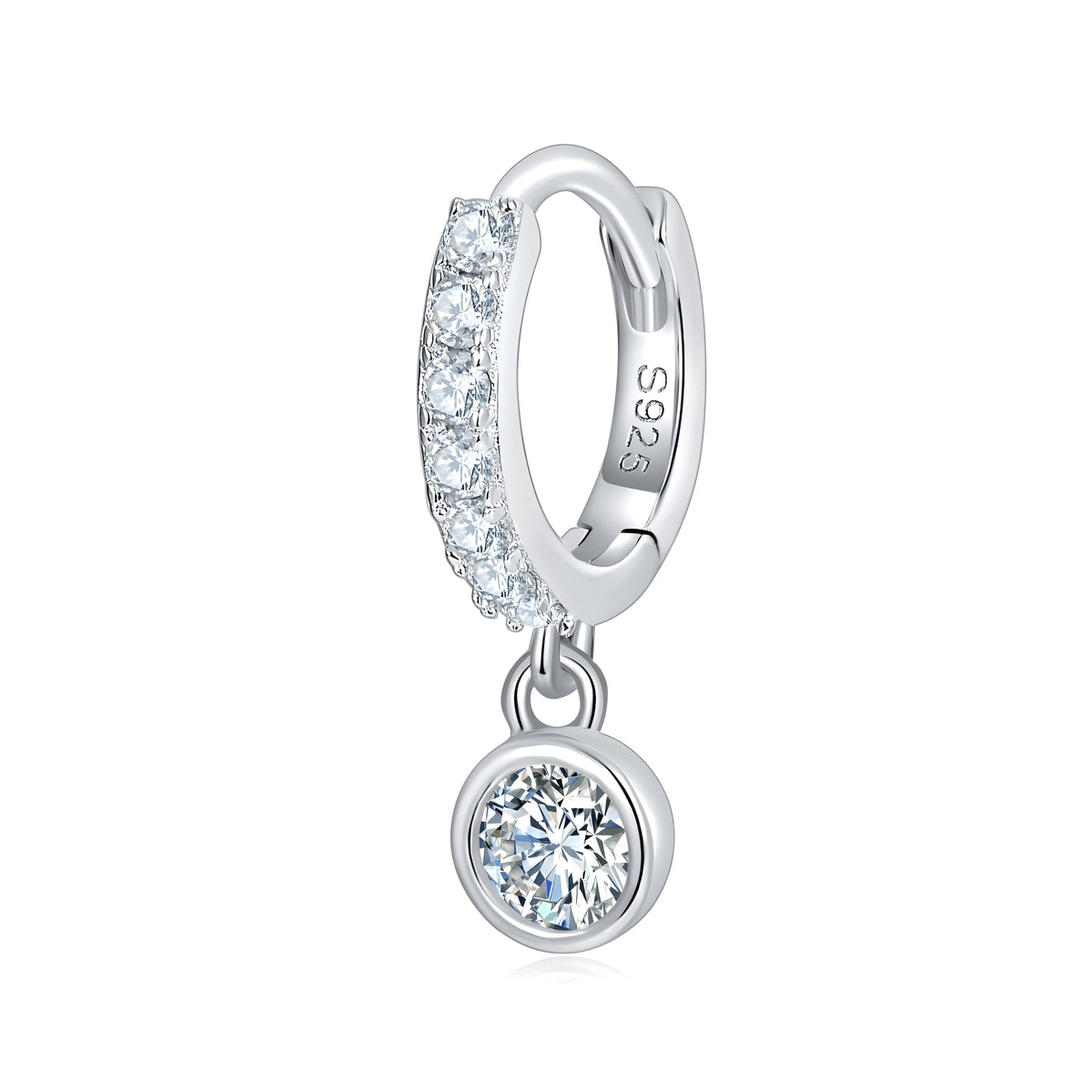 S925 Sterling Silver Moissanite Hoop Earrings with GRA Certificate