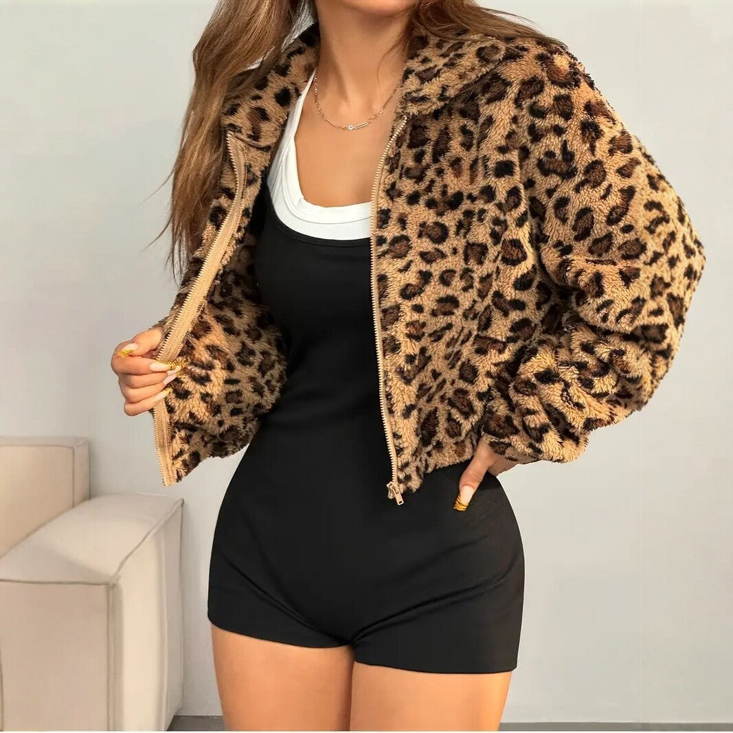 Manteau court en peluche pour femmes FallWinter