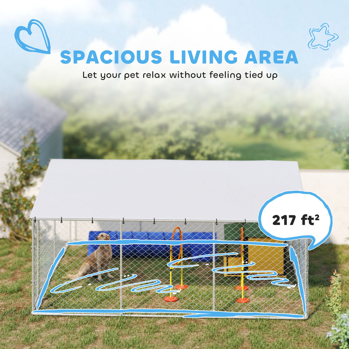 15 x 15 x 7 chien Kennel extérieur pour petits chiens moyens et grands avec toit imperméable