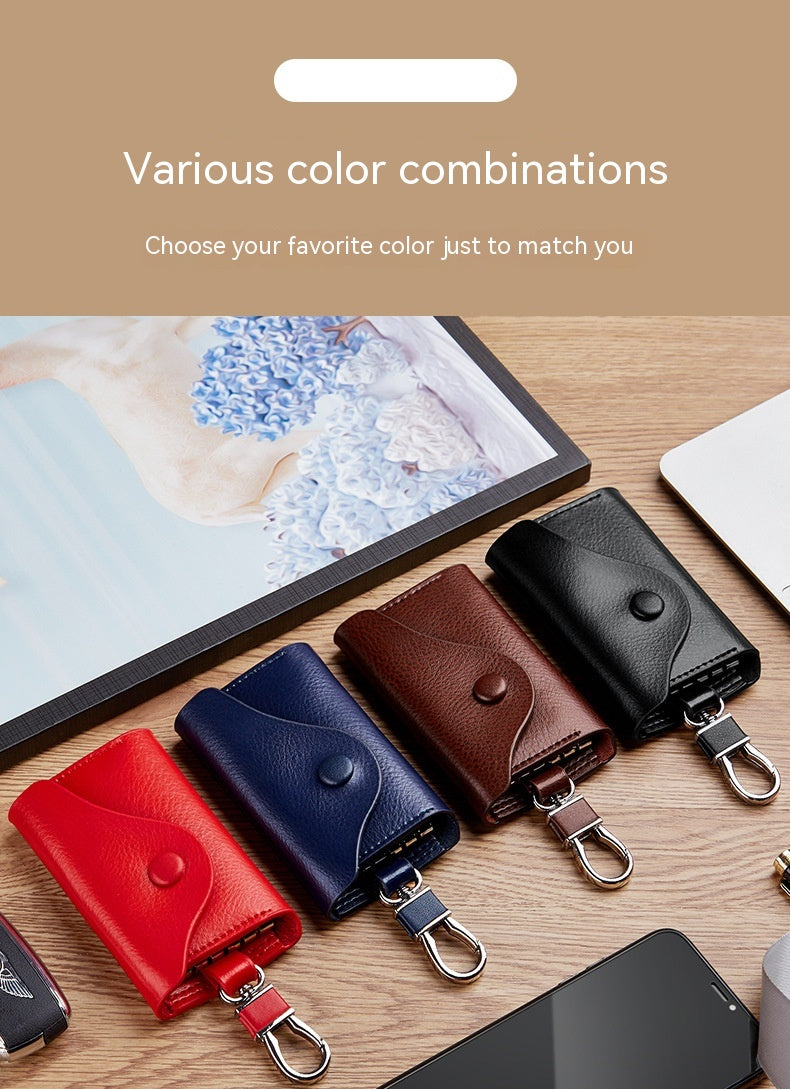 Hommes Multi-fonctionnel haute qualité en cuir véritable Porte-clés de carte de grande capacité Stor