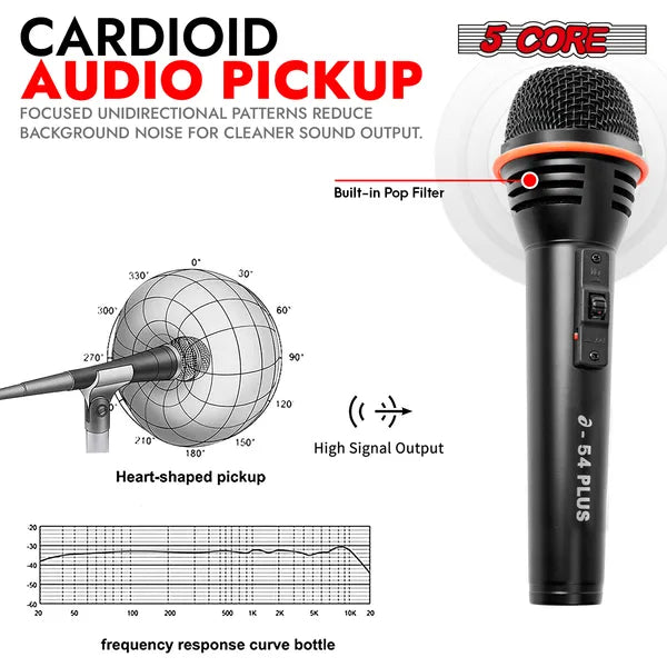 5 Core Microphone Dynamic Mic Karaoke Singing Studio XLR Mics Microfono portable