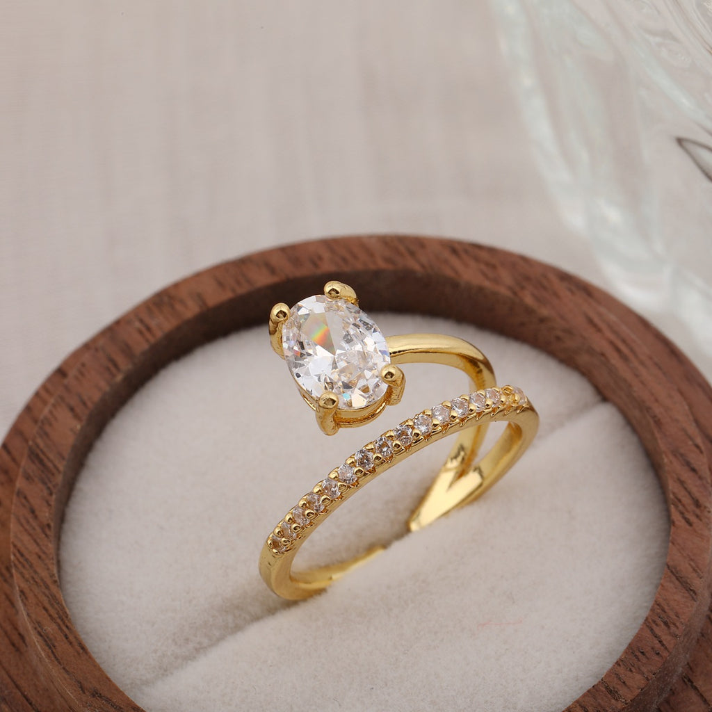 European And American Hot-Selling Fashionable and Unique Water Drop Zircon Anneaux pour femmes