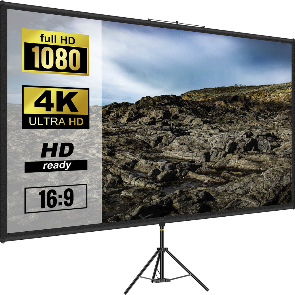 Tripod Projector Screen with Stand 100-inch 16:9 4K HD Projection Screen Stand Wrinkle-Free