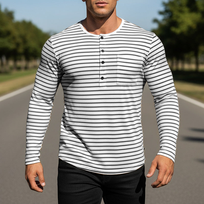 T-shirt rayé à manches longues pour hommes