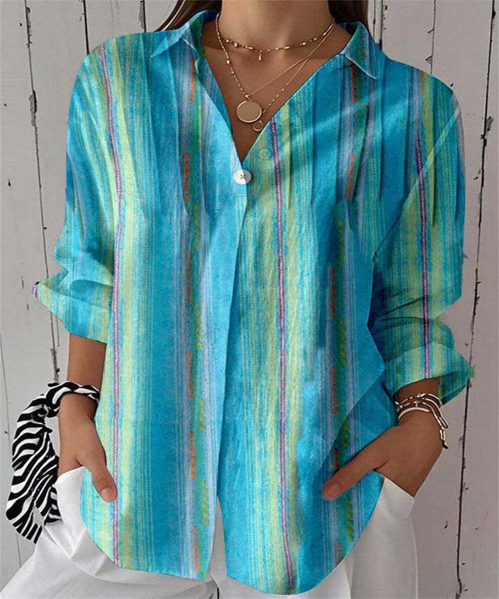 Femmes Tie Dye Imprimer Bouton vers le bas chemise