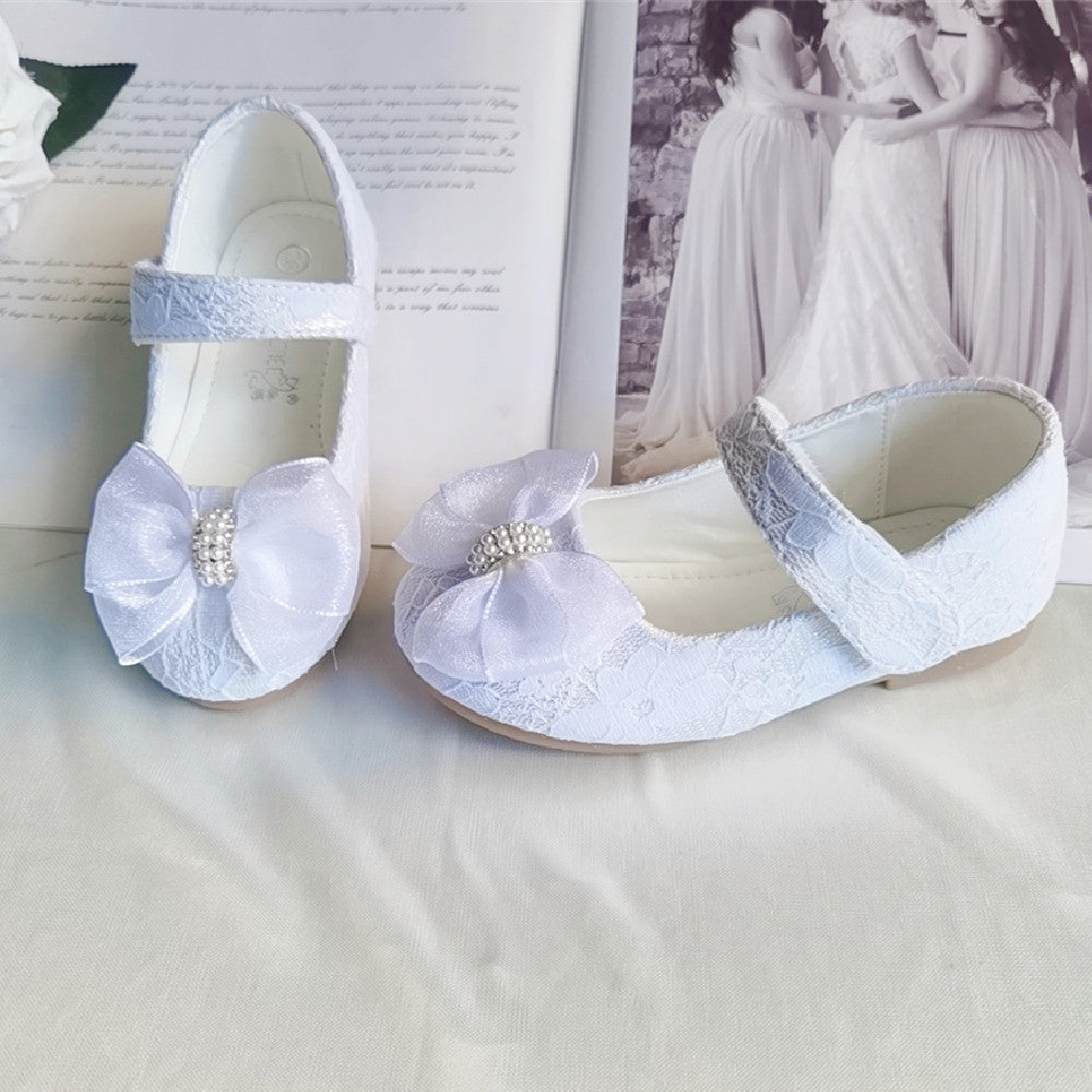 Princesse Chaussures Bow Dentelle Mariage Fleur fille