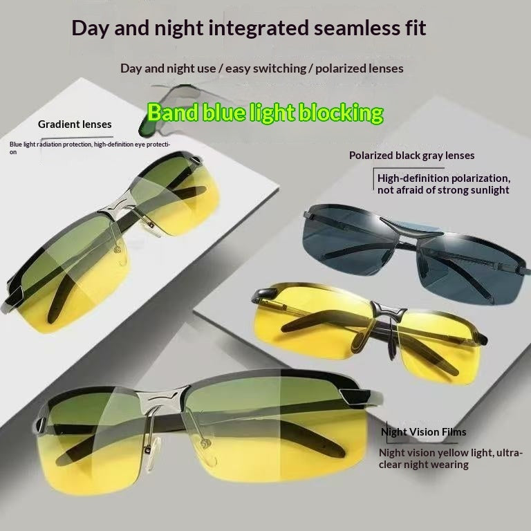 Lunettes de soleil à double usage jour-nuit pour hommes