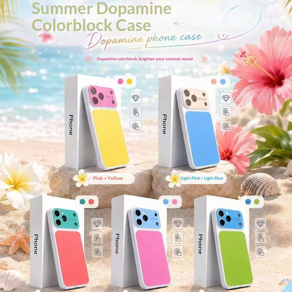 Summer Dopamine inspiré de la couleur bloc Phone Case avec une grande fenêtre