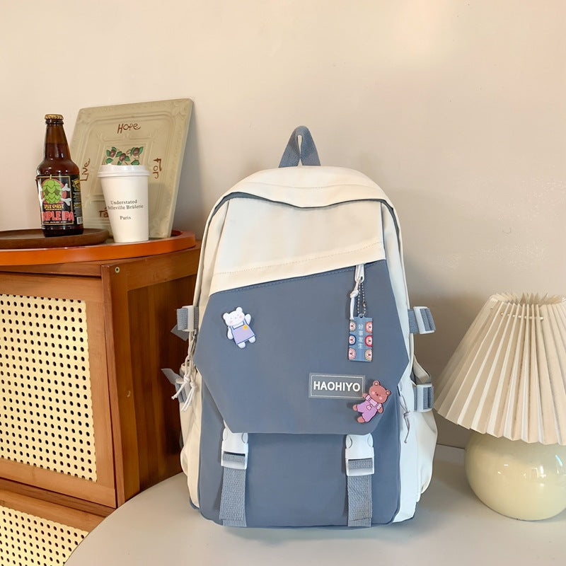 Lycée Étudiant Grande capacité Color-block Sac à dos