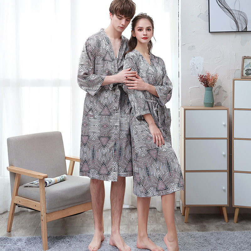 Ice-silk Thin-printed Home Peignoir