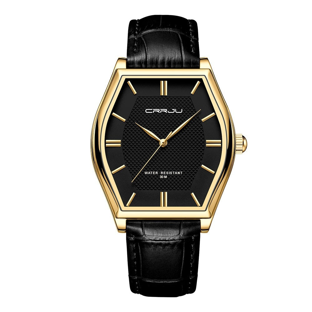 Montre en cuir imperméable en forme de barrique