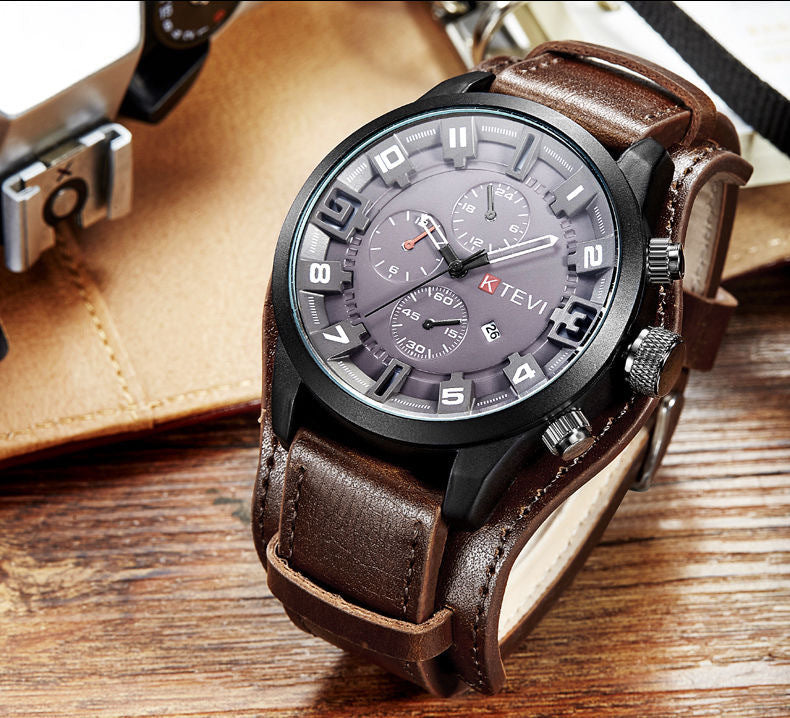 Hommes Trendy Coréen style montre de sport avec un grand cadran gras pour les étudiants
