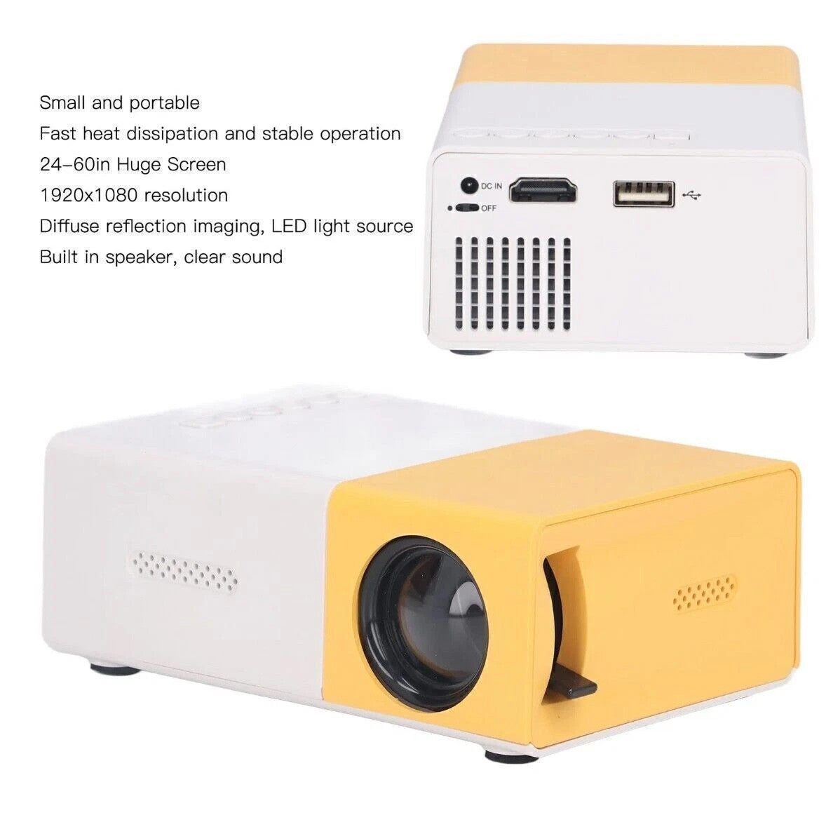 Projecteur portable 1080P LED Mini Accueil Cinéma Film Projecteur Multimédia