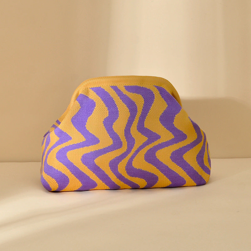 Clutch rayé de sac tricoté pour femmes