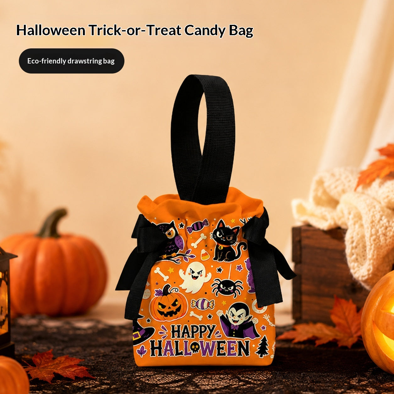 Sac en toile de citrouille amusante d'Halloween pour trick-or-Treating