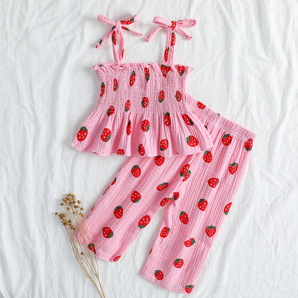 Camisole à nœuds et pantalons imprimés Ensemble de deux pièces de deux pièces