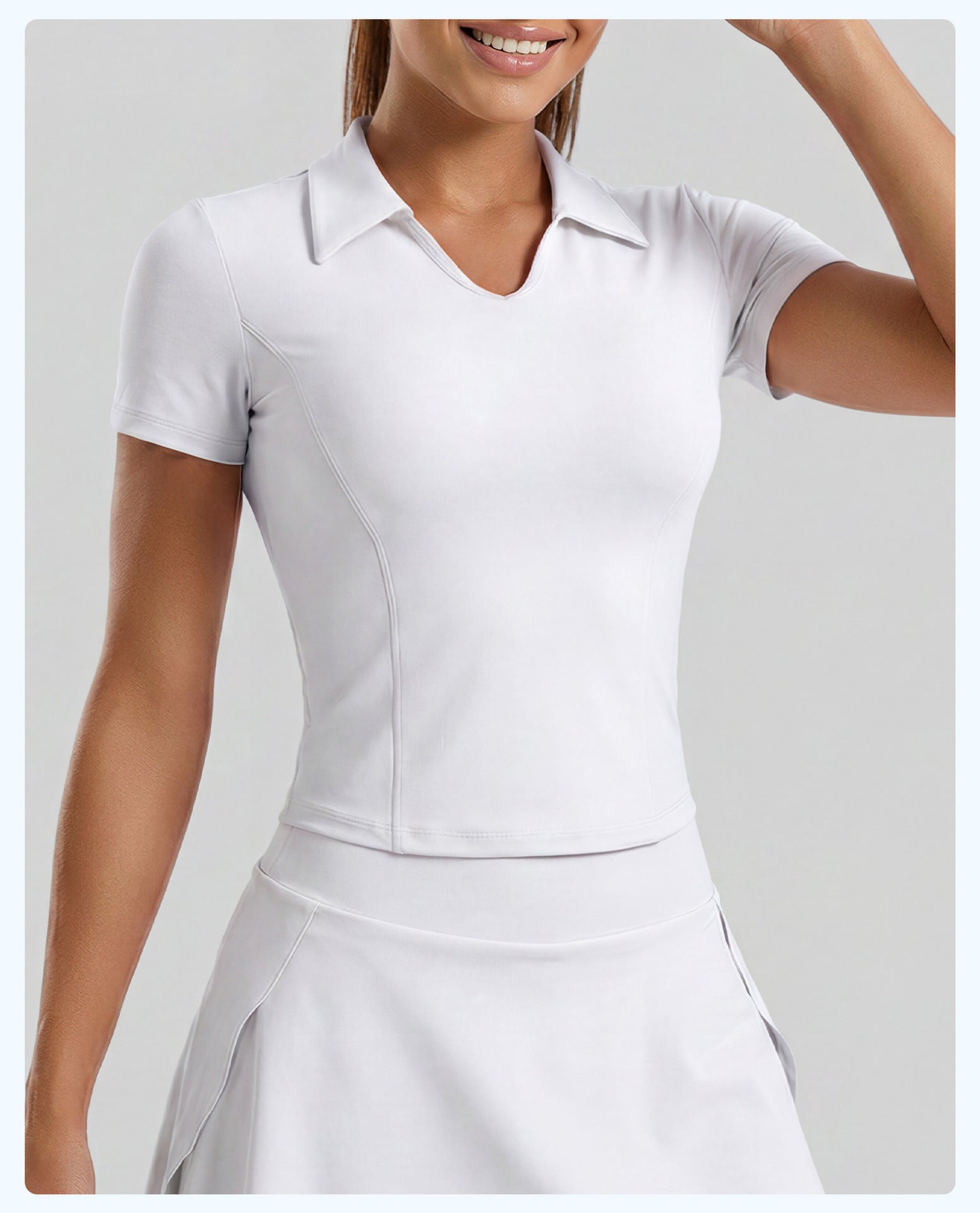 T-Shirt à manches courtes Polo couleur solide pour femme