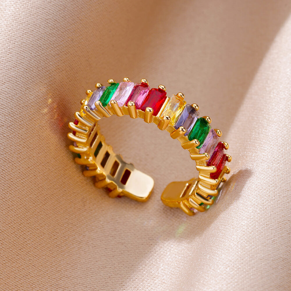 Hot-Selling 18K Gold-Plate entièrement diamante Luxury Non-Fading Anneau ouvert pour les femmes