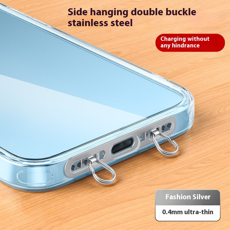 Téléphone mobile Lanyard Acier inoxydable côté suspension Clip anti-perte joint double boucle