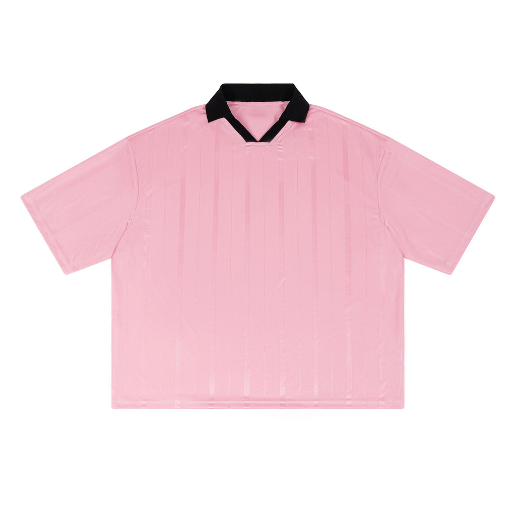 Contrast-collar Jersey Hommes manches courtes Top Sports