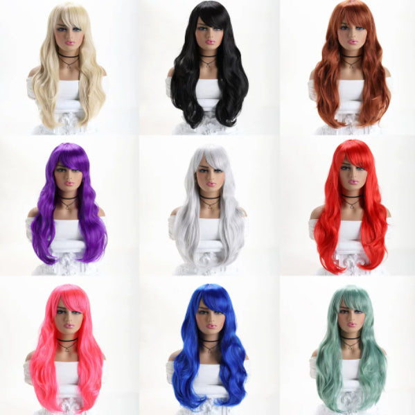 Cosplay Perruque Multicolore Femmes Curls Cheveux de Wavy Perruque Long Curly Cheveux