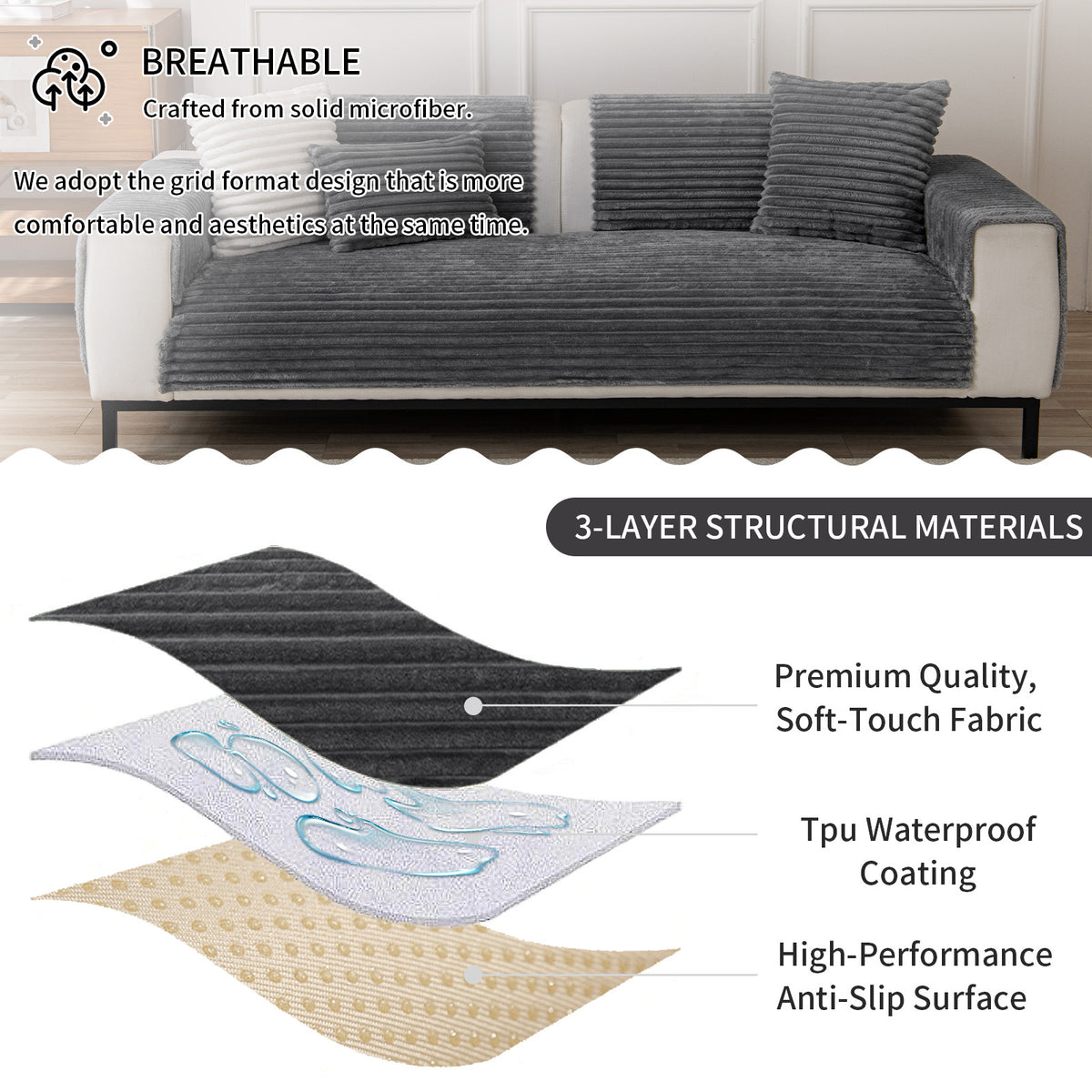 Couverture de canapé imperméable épais Simple et moderne