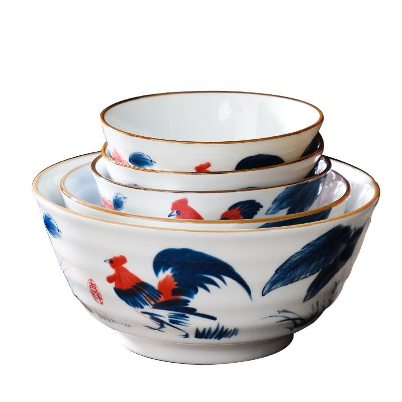 Bol à tête de poulet de porcelaine à haute température avec décoration peinte