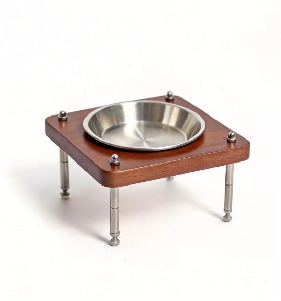 Bol pour animaux de compagnie en bois massif avec hauteur réglable et angle pour le soutien du cou