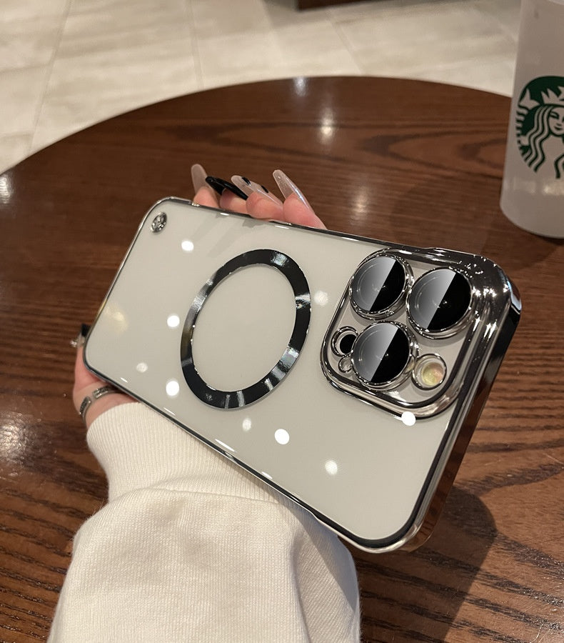 Étanche à la poussière en plastique Net Electroplating Frameless Phone Case I Magnetic Hard Shell