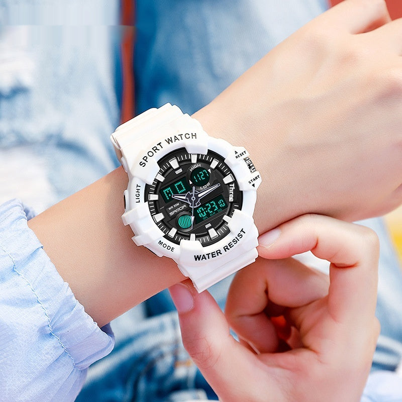 Trendy Sports Montre électronique Mode Double affichage Grand Cadran Lumineux Imperméable Unise