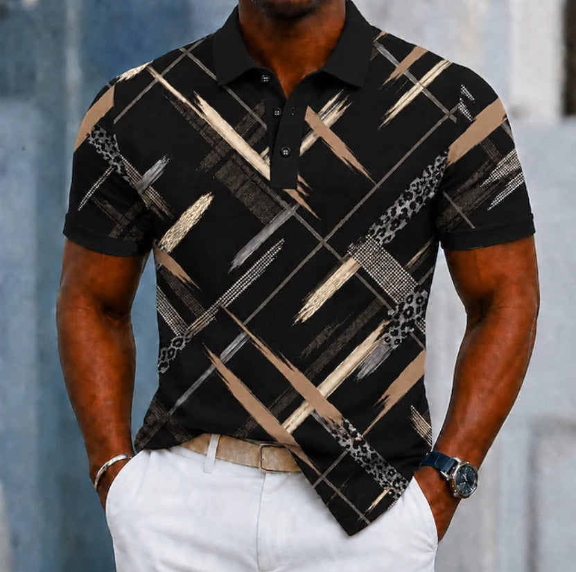 Polo à manches courtes hommes avec un lapel et des boutons