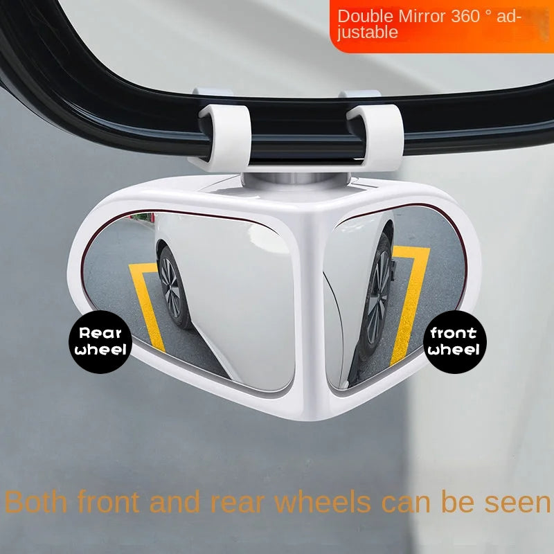 Voiture Renverser petit miroir rond avant et arrière roue grand-angle miroir à double bord Auxile