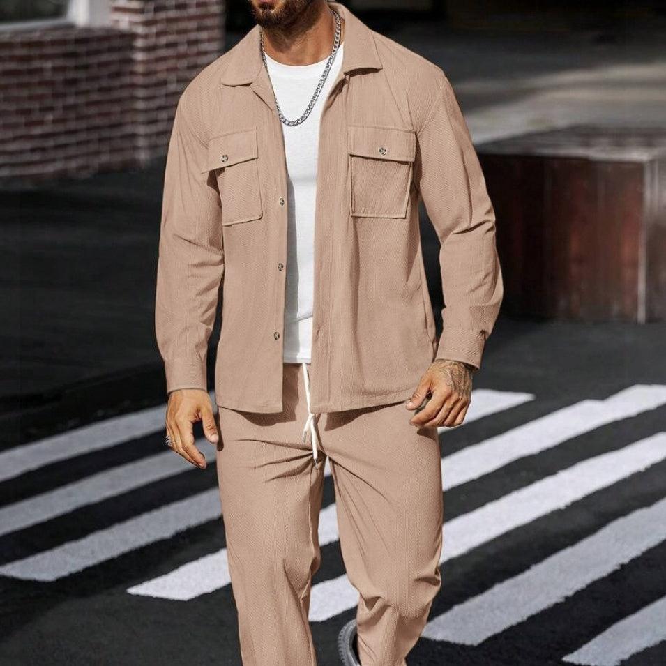 Veste de sport casual pour hommes et pantalons à jambe droite