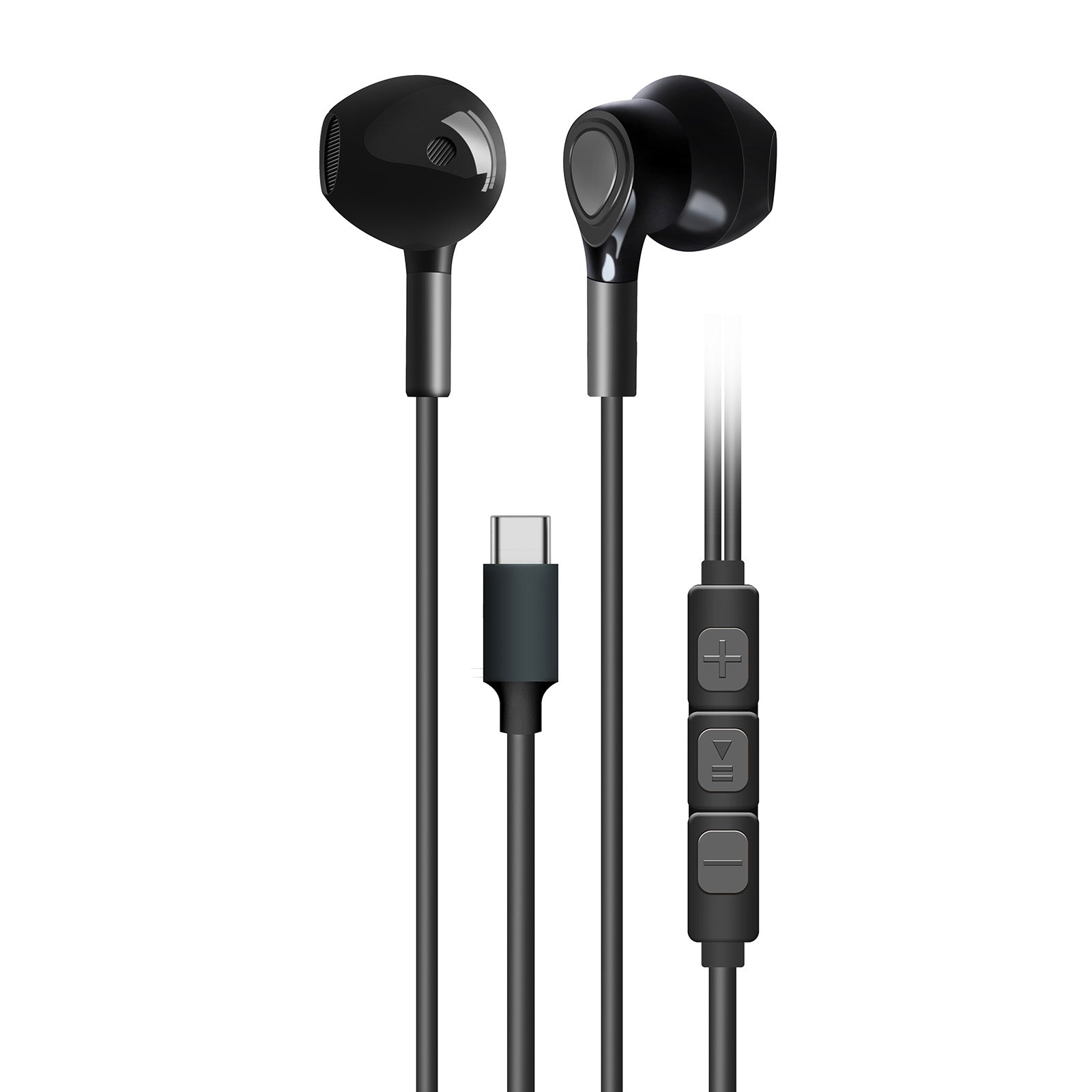 KP-244 Écouteurs filaires avec commandes en ligne Connecteur USB-C semi-en-oreille Conception haute volum