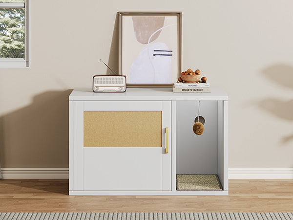 Cat Litter Box Cabinet multifonctionnel blanc moderne Maison de chat Salle de toilettes Table d'extrémité pour Bedro