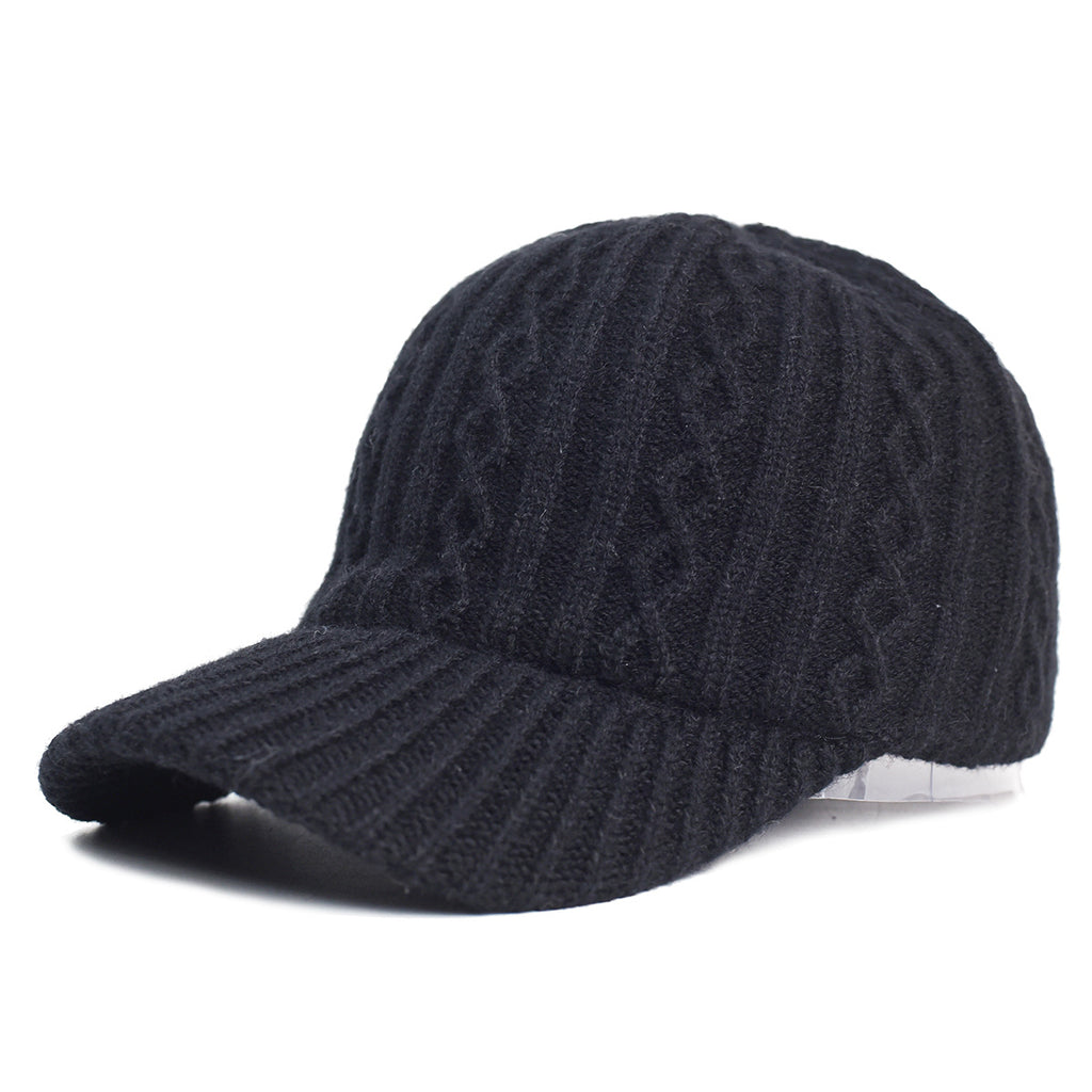 Knitting Laine Cap de baseball Coréen chaud de couleur solide plaque de lumière Peaked Cap