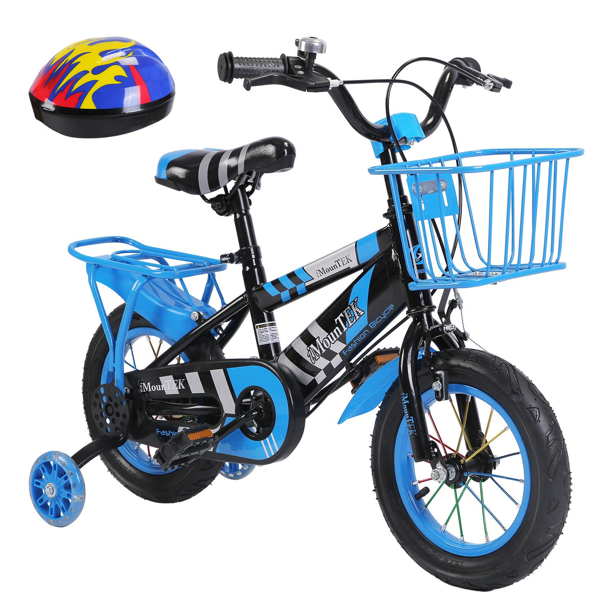 1Set 16Inch Kids Bicycle with Training Wheels Kids Bike with Helmet Basket Back Seat Cha
