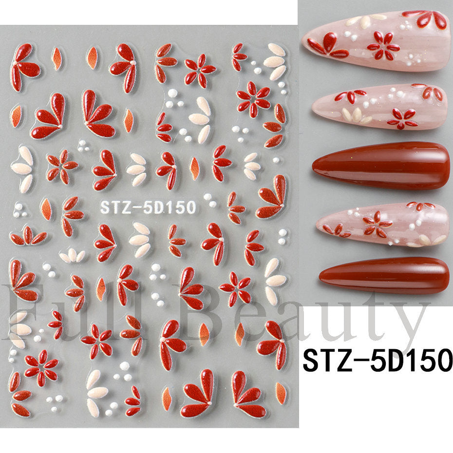 Stickers ongles adhésifs 3D embossé style ins