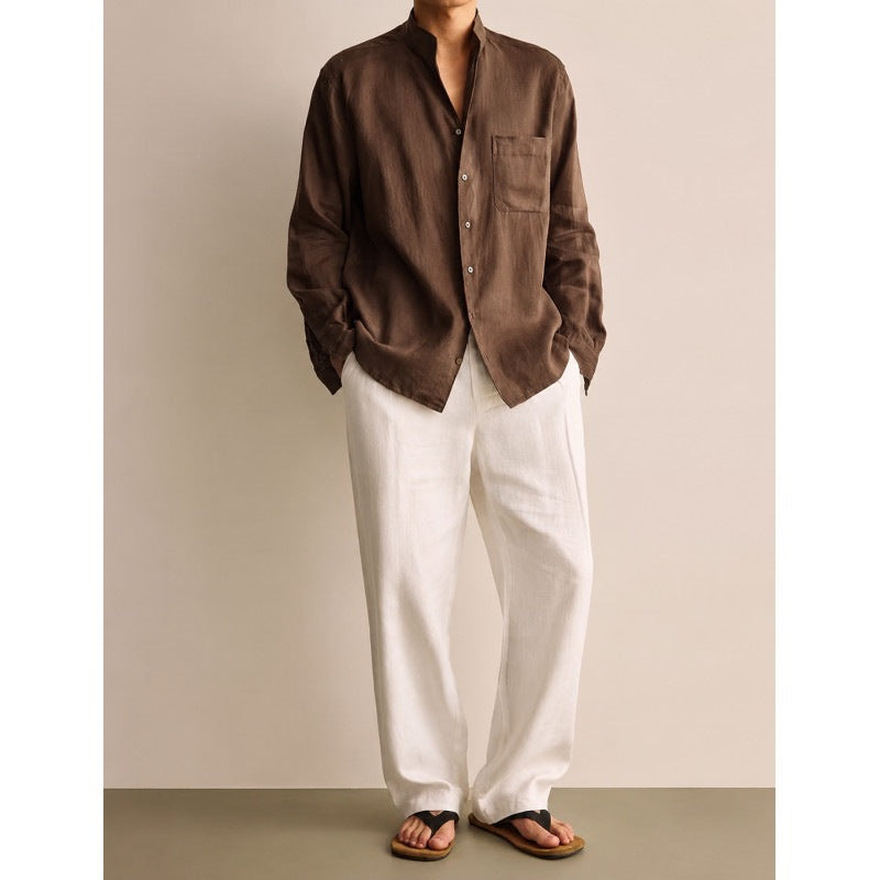Chemise à manches longues de style rétro homme
