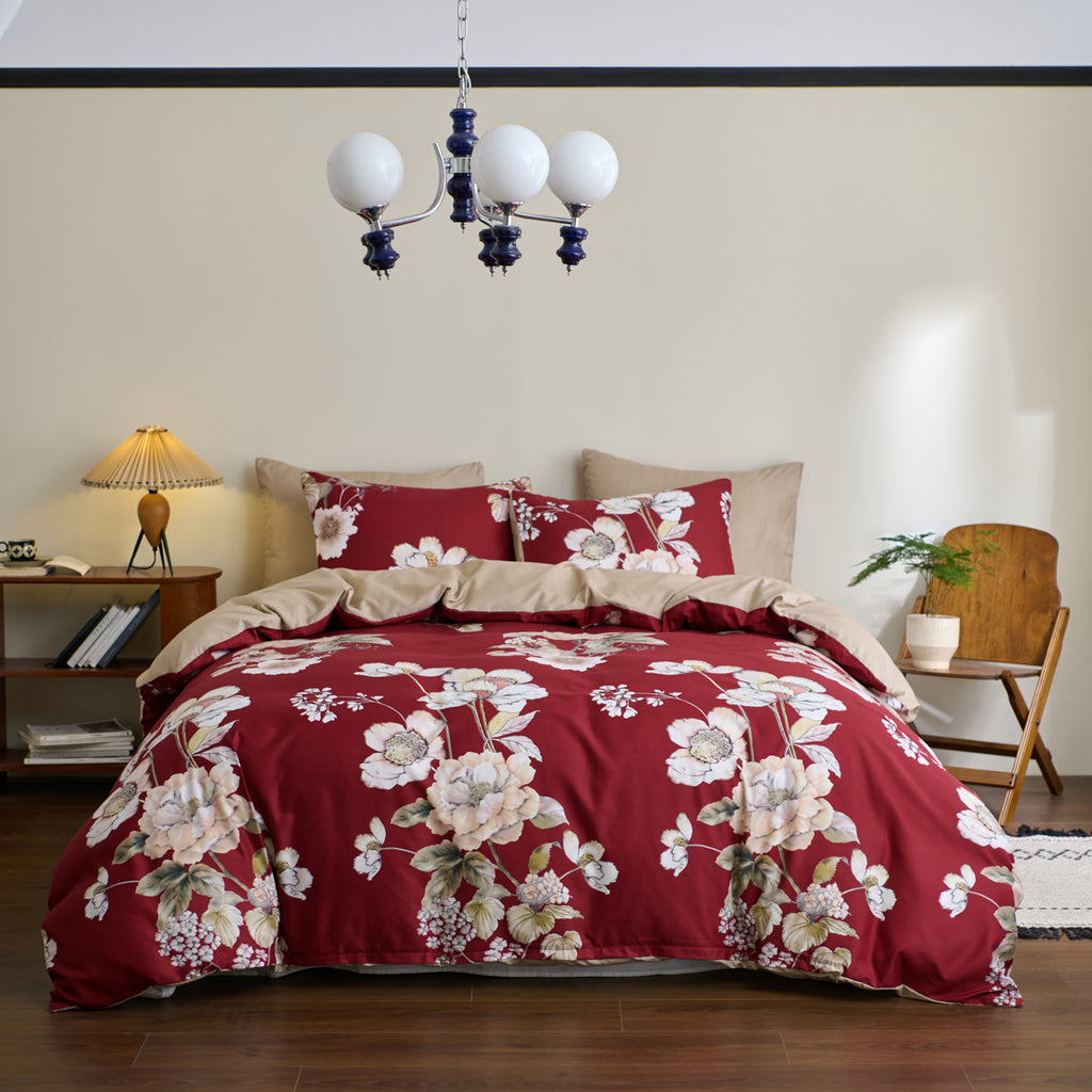 Cross Border AB Style Floral Imprimé Couvercle Couvercle Set Un frais et élégant