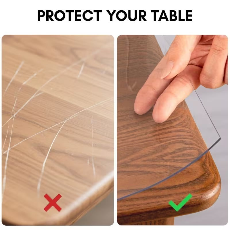 Protecteur de table transparent -2.0mm Épaisseur imperméable Couverture de table en PVC résistant pour Din