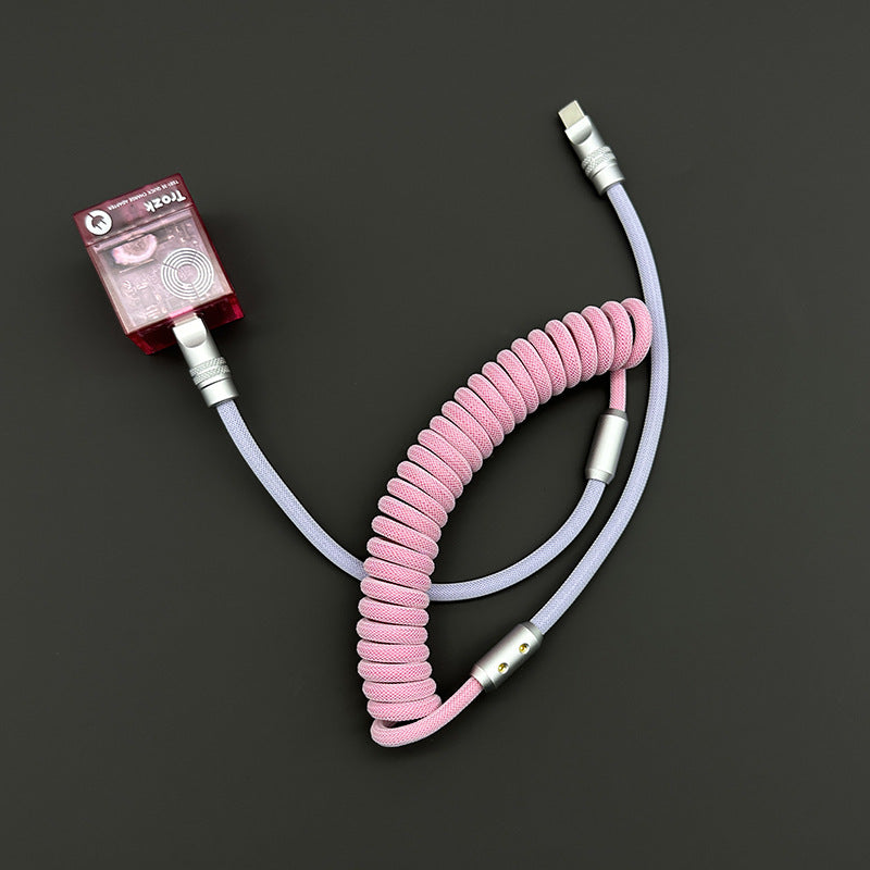 Two-tone Braided Spring Data Cable for In-Car CarPlay