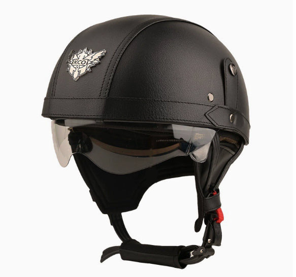 Rétro Casque personnalisé demi pédale moto American Cruise Casque en cuir fait main