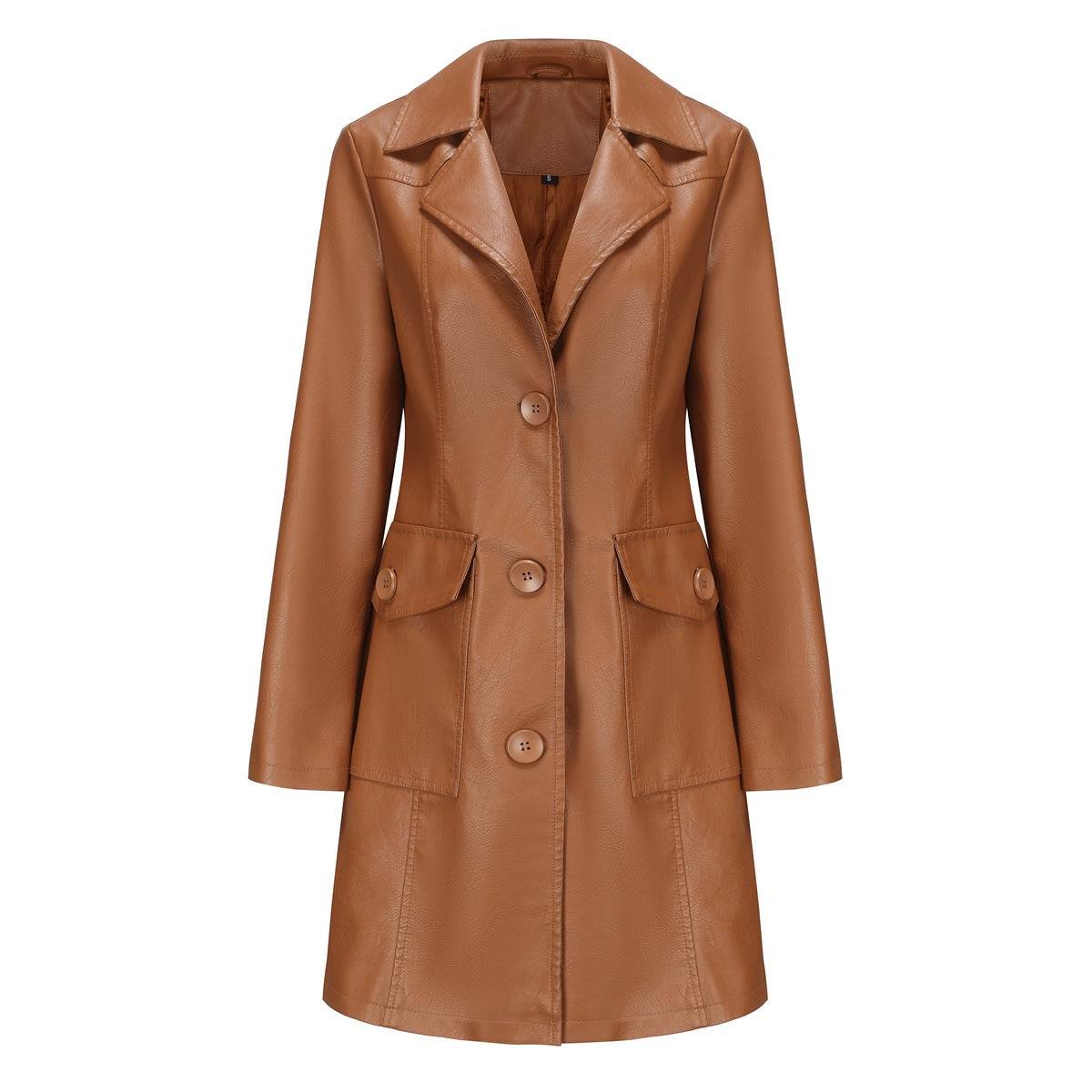 Vêtements de dessus en cuir long pour femmes