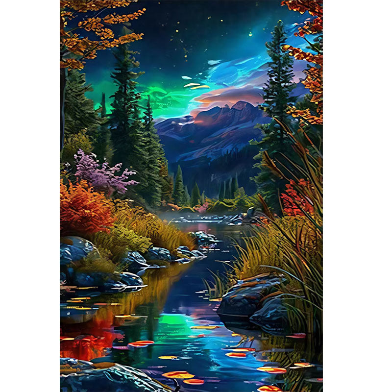 Peinture diamant 5D sur le thème du paysage Bricolage entièrement pavé avec des Strass ronds